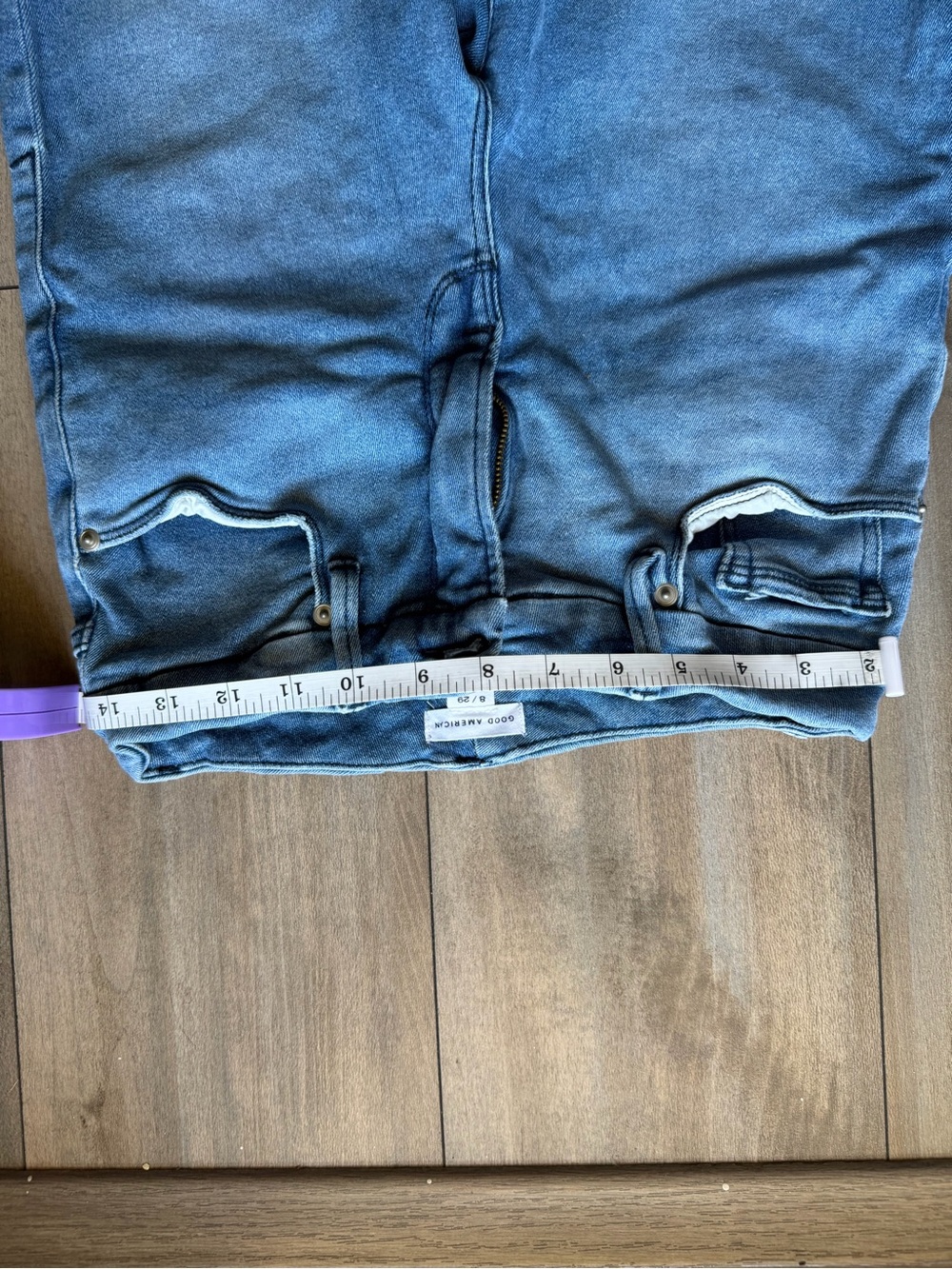 Good American Light Blue Straight Leg Jeans with Frayed Hem - Picture 6 of 14
